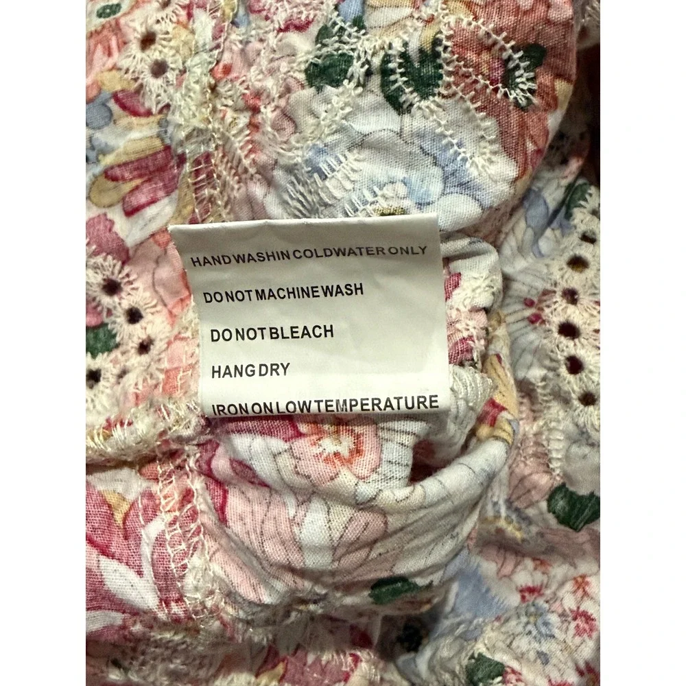 Solitare Women Floral Eyelet Lace 2 Piece Set Top and Shorts Multicolor Size M‎